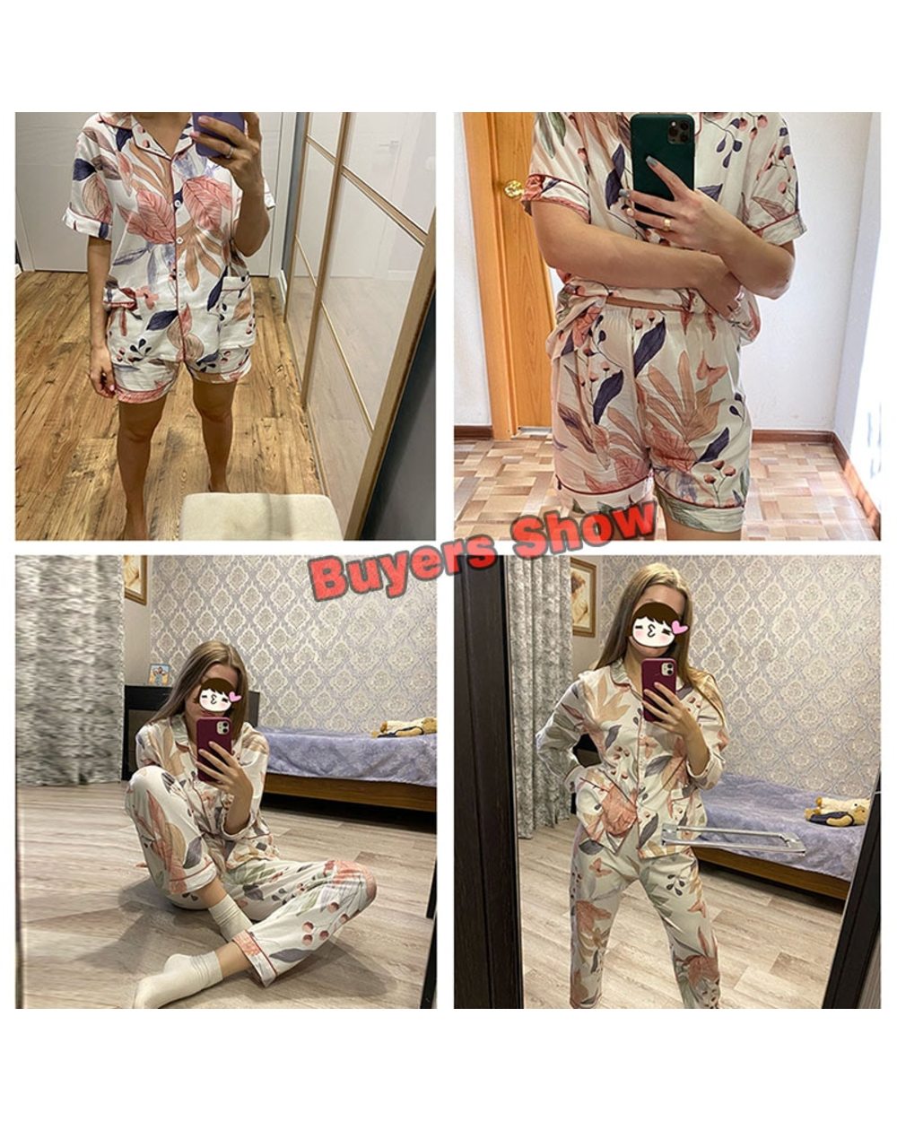 2021 Spring Leaves Printed Women's Pajama Cotton Plus Size Two-piece Set Brief Long Sleeve Clothes Female Sleepwear front-4