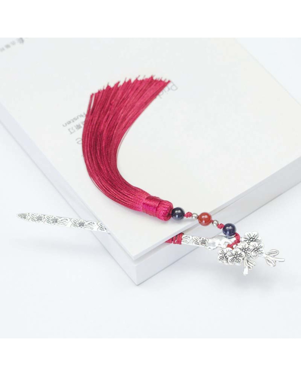 1Pc Chinese Style Retro Metal Bookmark With Tassel Creative Plum Bossom Book Mark Students Stationery School Office Sup front-5