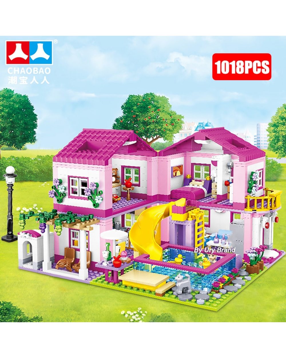 Friends City House Summer Holiday Villa Castle Building Blocks Sets Figures Swimming Pool DIY Toys for Kids Girls front-0
