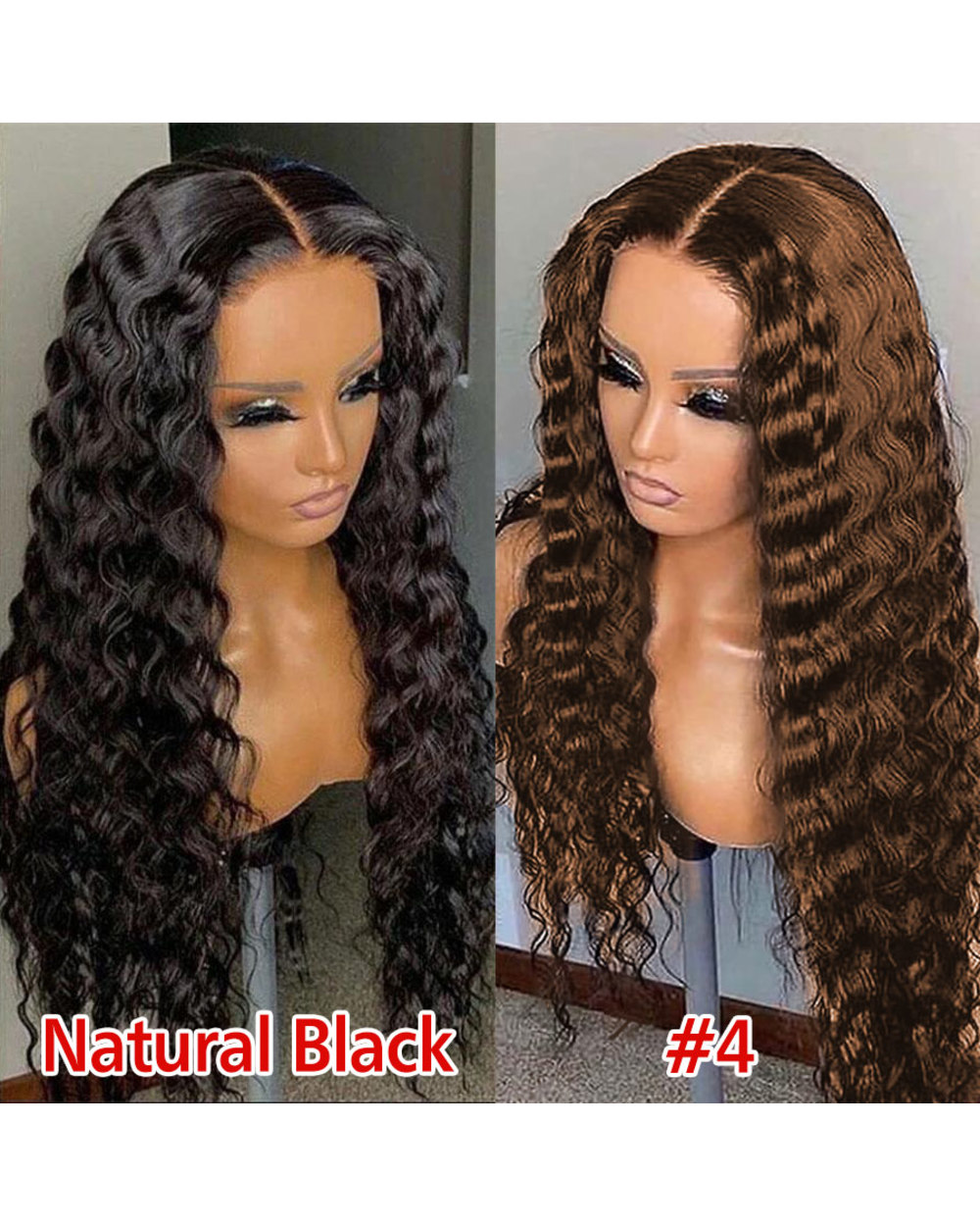 Deep Wave Frontal Wig Brown Hd Lace Frontal Wig 4 2 T Part Curly Human Hair Colored Loose Deep Wave Wet And Wavy Lace front-1