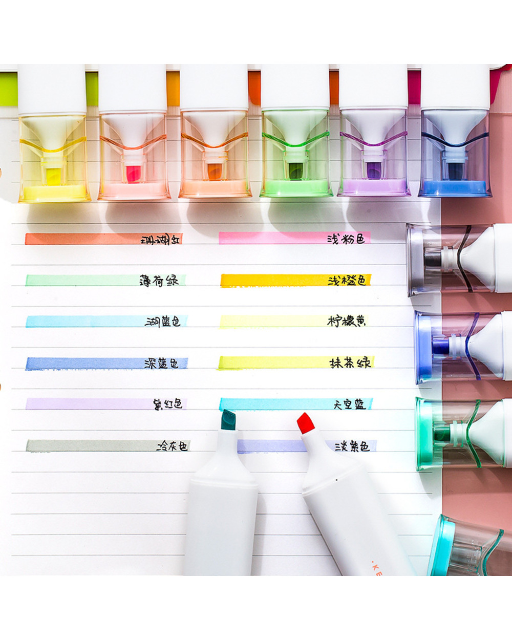 Highlighters Pens Set/6Pcs Pastel Color Marker Pens Soft Tip Fluorescent Pens Key Points Markers School Stationery Graf front-4