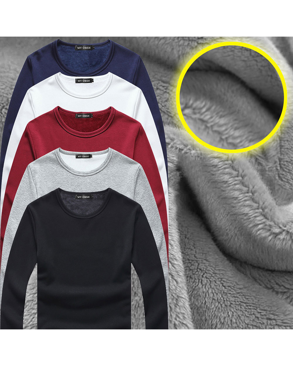 2021 High Quality Autumn Winter Mens Warm Thermal tshirt Man Long Sleeve Casual V Neck Velvet Thick Plus Thick T-Shirt M front-2