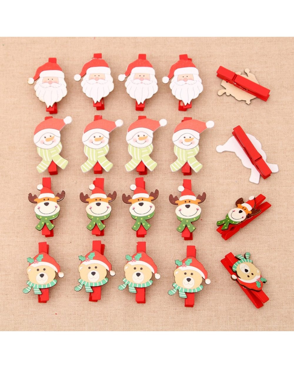 6pcs Christmas Santa Claus Snowman Elk Wooden Clips Photo Wall Clip DIY Xmas Ornaments Home Decorations Kids Gift Natal front-2