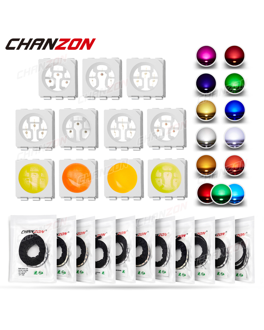 100Pcs Smd 5050 (2020) Led Emitting Diode Lamp Chip Warm Cool White Red Green Blue Yellow Orange Uv Pink Rgb 3V Smt Lig front-0