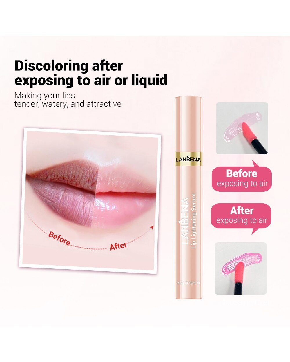LANBENA Makeup Lipstick Lip Lightening Serum Cherry Moisturizing Remove Melanin Pink Lips Long Lasting Cosmetics Plumper front-3