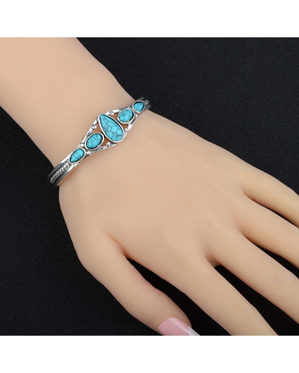 Vintage Turquoises Natural Stone Bracelets Elegant Native American Art Vintage Jewelry front-3