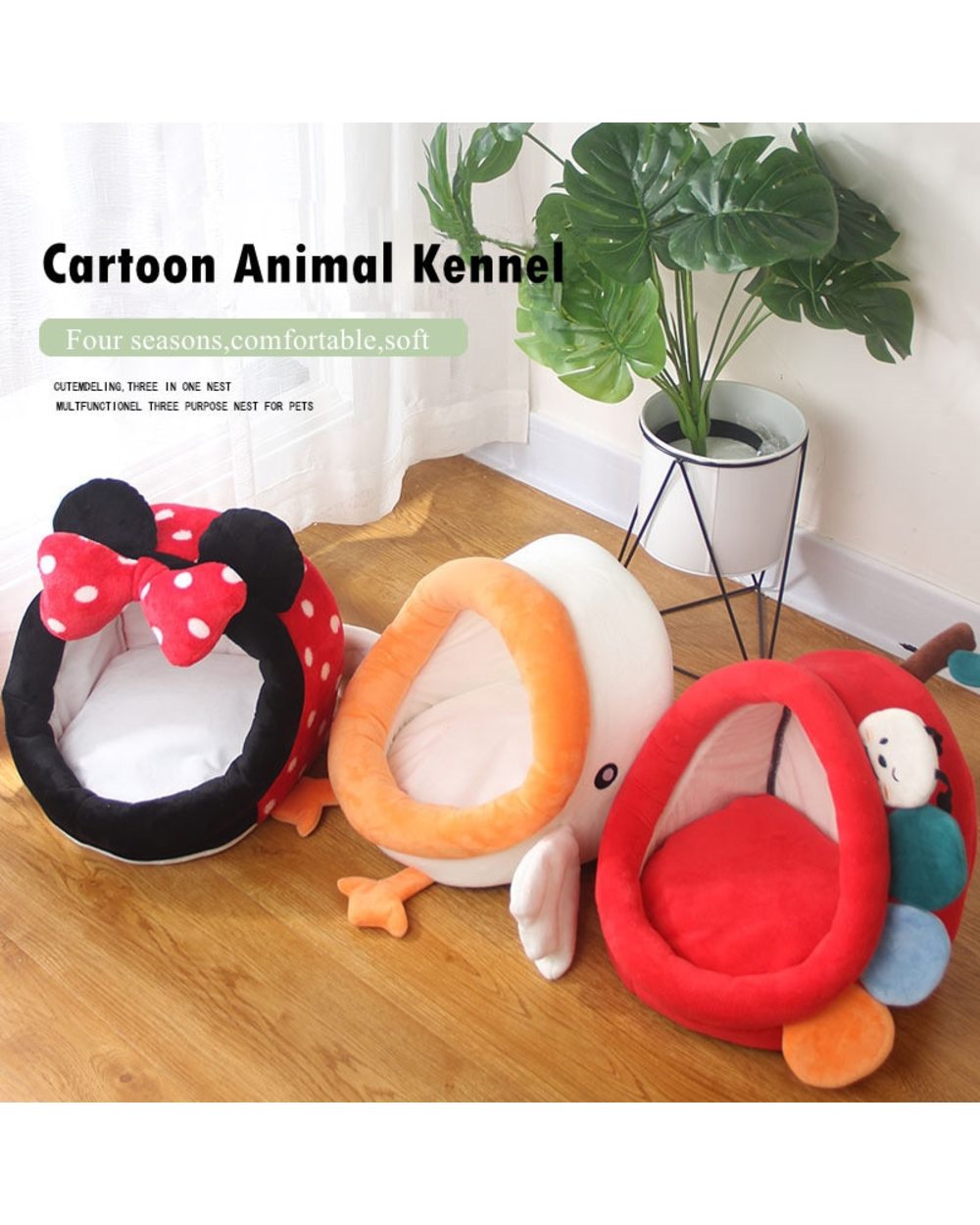 Cute Cat Bed Tent Warm Indoor Dog House with Mattress Puppy Sleep Kennel Pet Lounger Enclosed Sofa Nest For Dogs Cats front-1