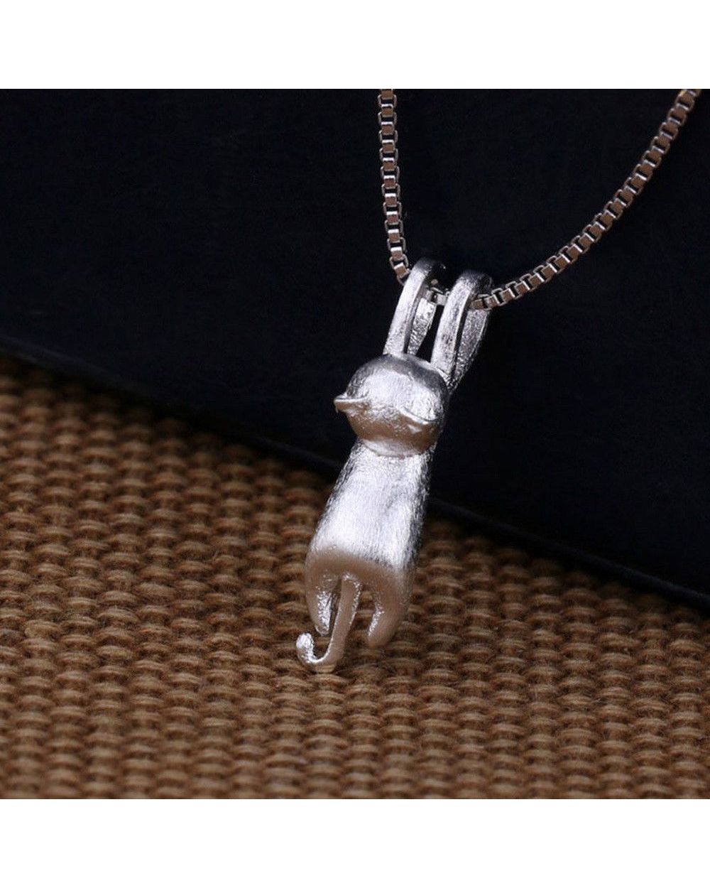 Ragdoll Gold Polished Cat Pendant Necklace Long Chain Charm Vintage Jewelry front-5