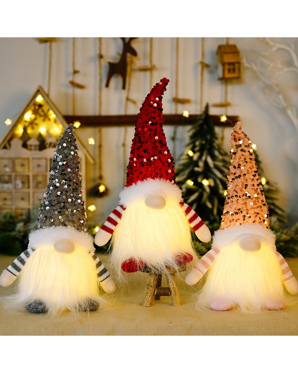 Glowing Plush Doll Lamp Luminous Christmas Gnome Nisse Tomte Elf Tonttu Plush Doll Decoration Ornaments Xmas New Year front-0
