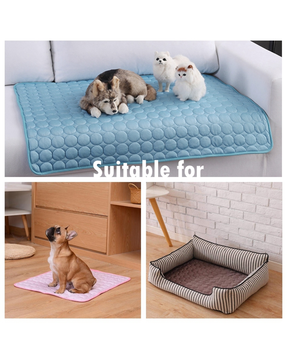 Pet Cooling Summer Pad Mat For Dogs Cat Blanket front-2