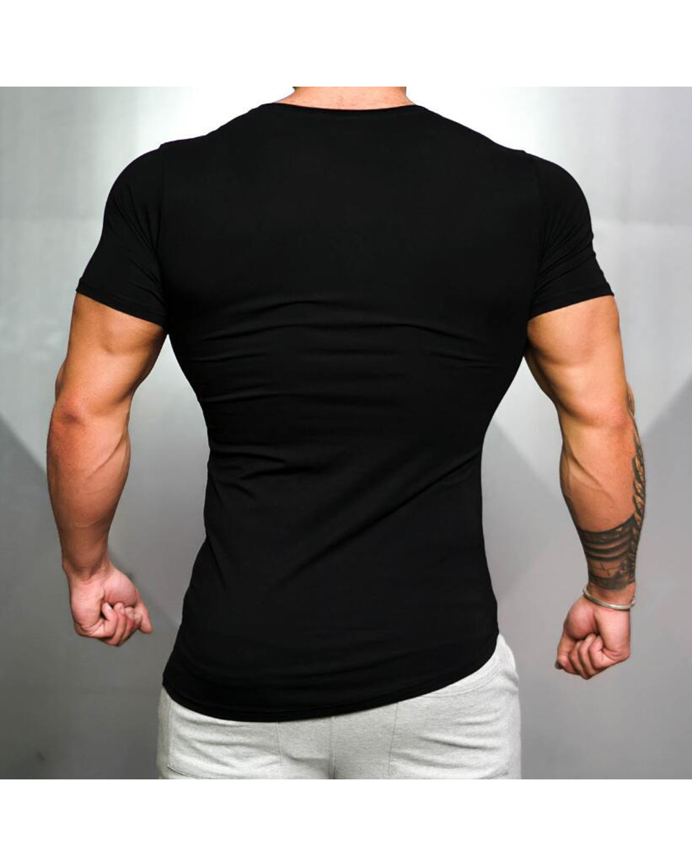 Solid Clothing Gyms t-shirt Mens Fitness Tight t-shirt Cotton Slim fit t shirt men Bodybuilding Summer top Blank tshirt front-2