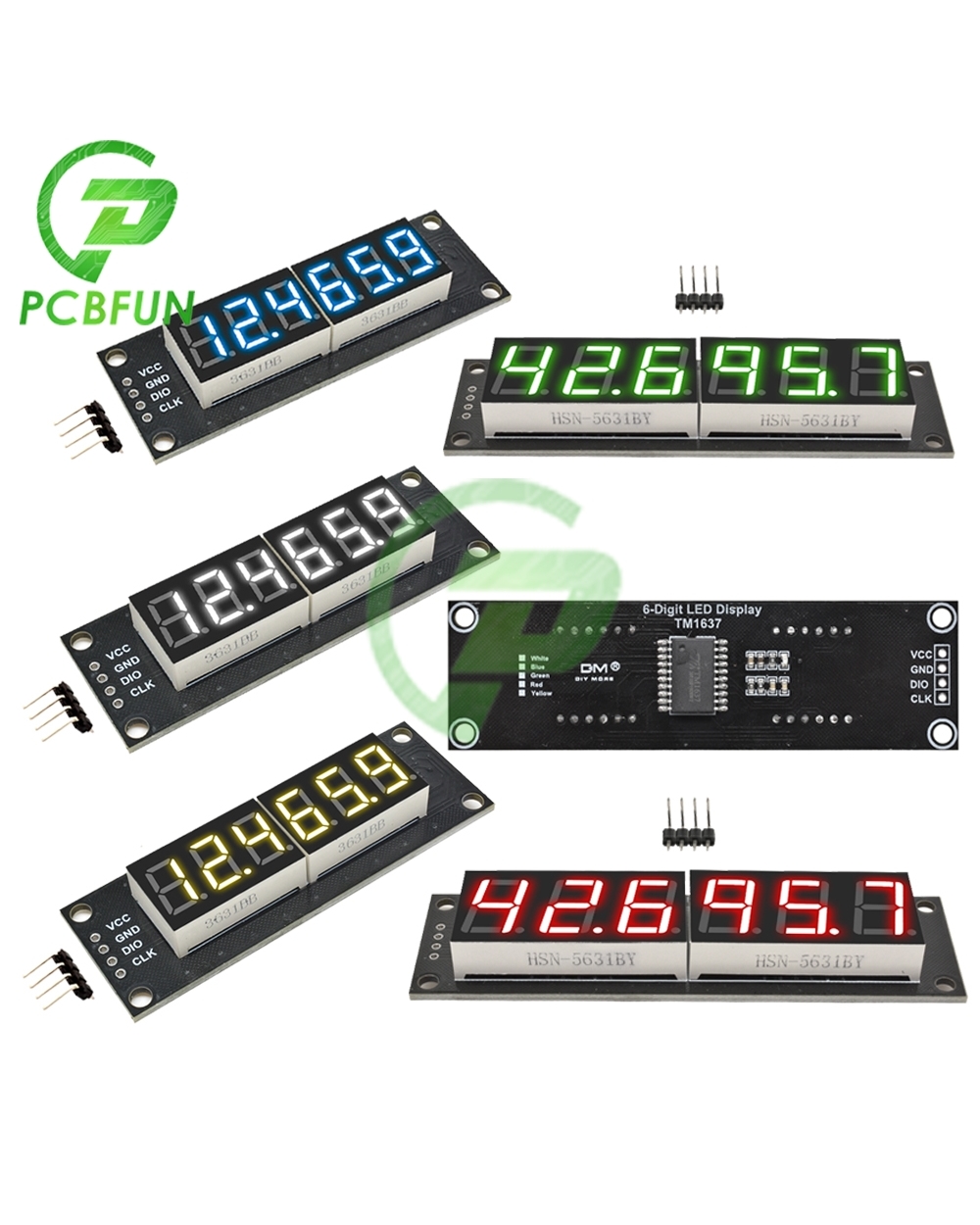New Tm1637 6-Digit Digital Led 0.56 Inch Display Tube Decimal 7 Segments Clock 5 Volt Module 0.36 Inch White Display Fo front-0