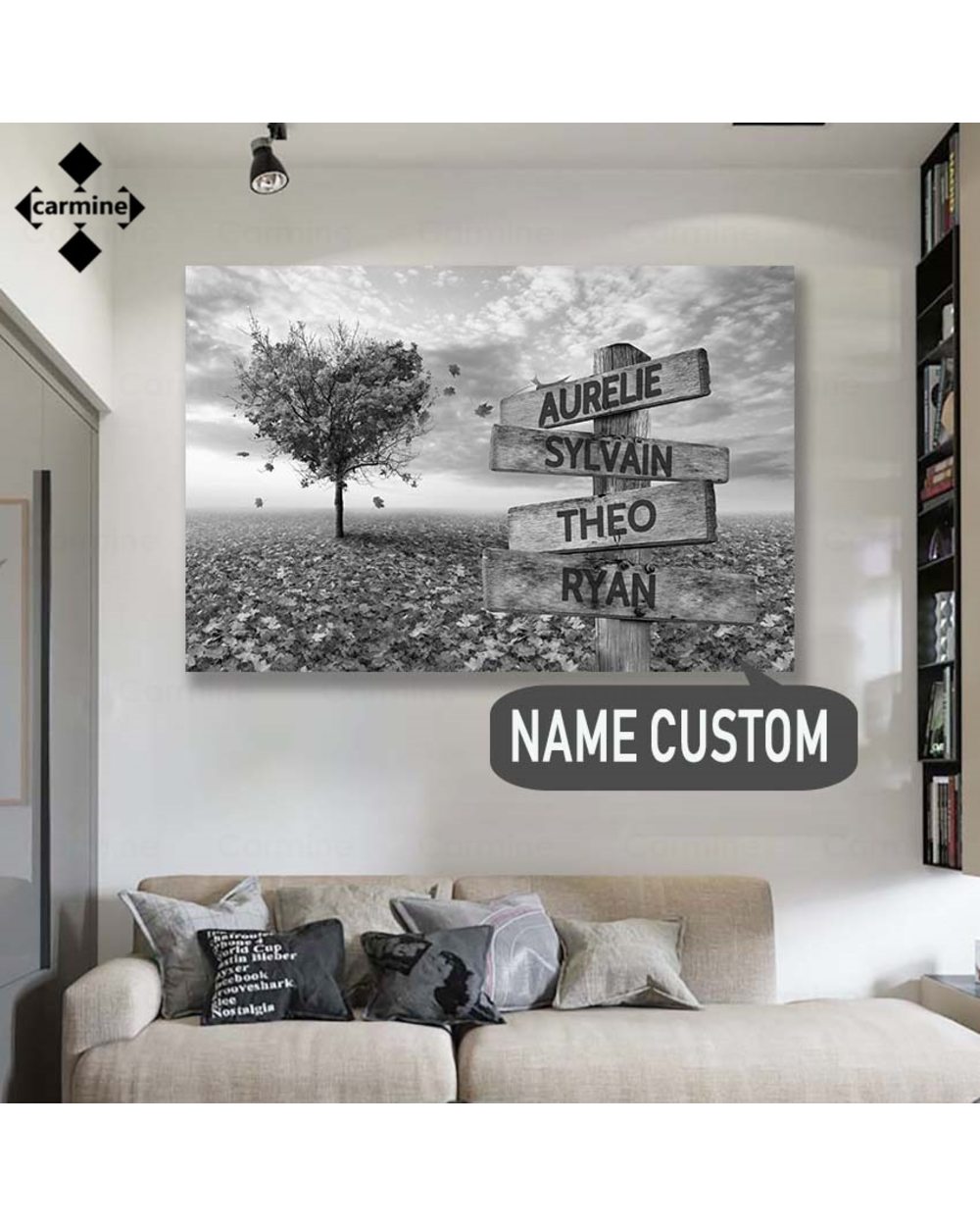 Custom Wall Art Custom Name Canvas Painting Black and White Canvas Art Road Sign Posters and Prints Couple Gifts f front-0