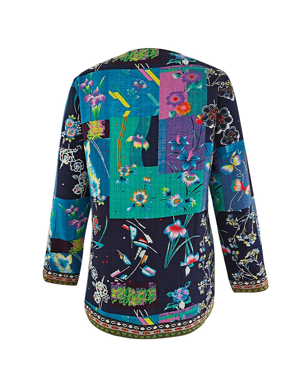 Coat Women Fashion Autumn Winter Ethnic Floral Print Long Sleeve Loose Jacket front-4