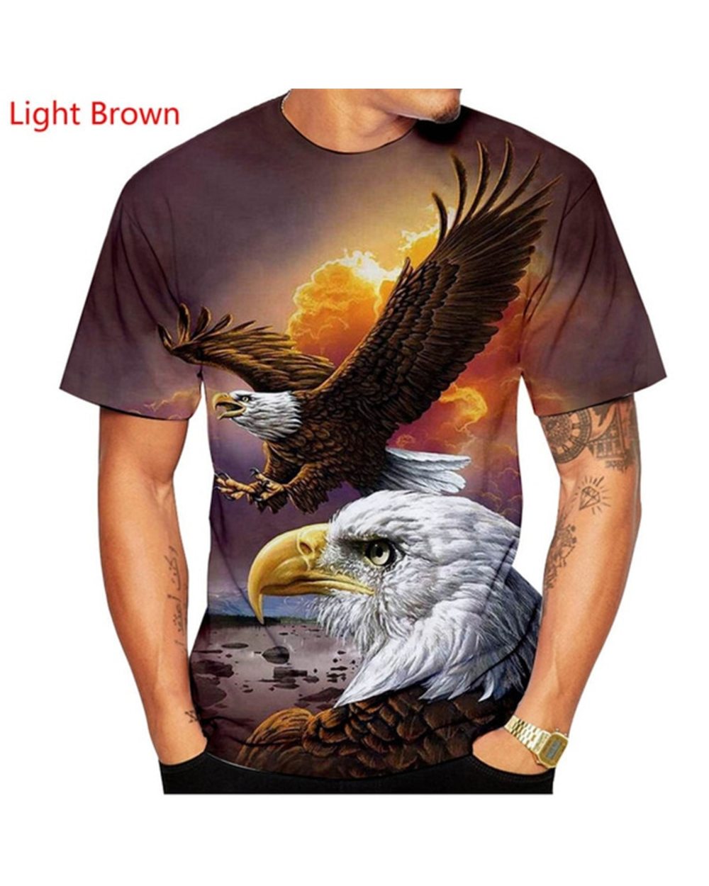 Soaring Eagle 3D Print Men's T Shirt O Neck Short Sleeve Animal front-1