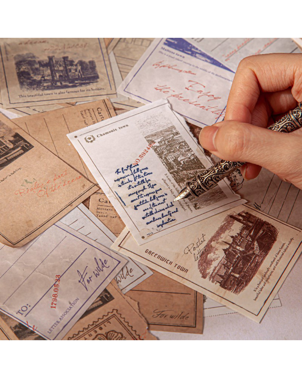 Yoofun 50Pcs/Pack Vintage Ticket Memo Pads Retro Notepads Sticky Notes For Scrapbooking Journal Diary Office School Sta front-3