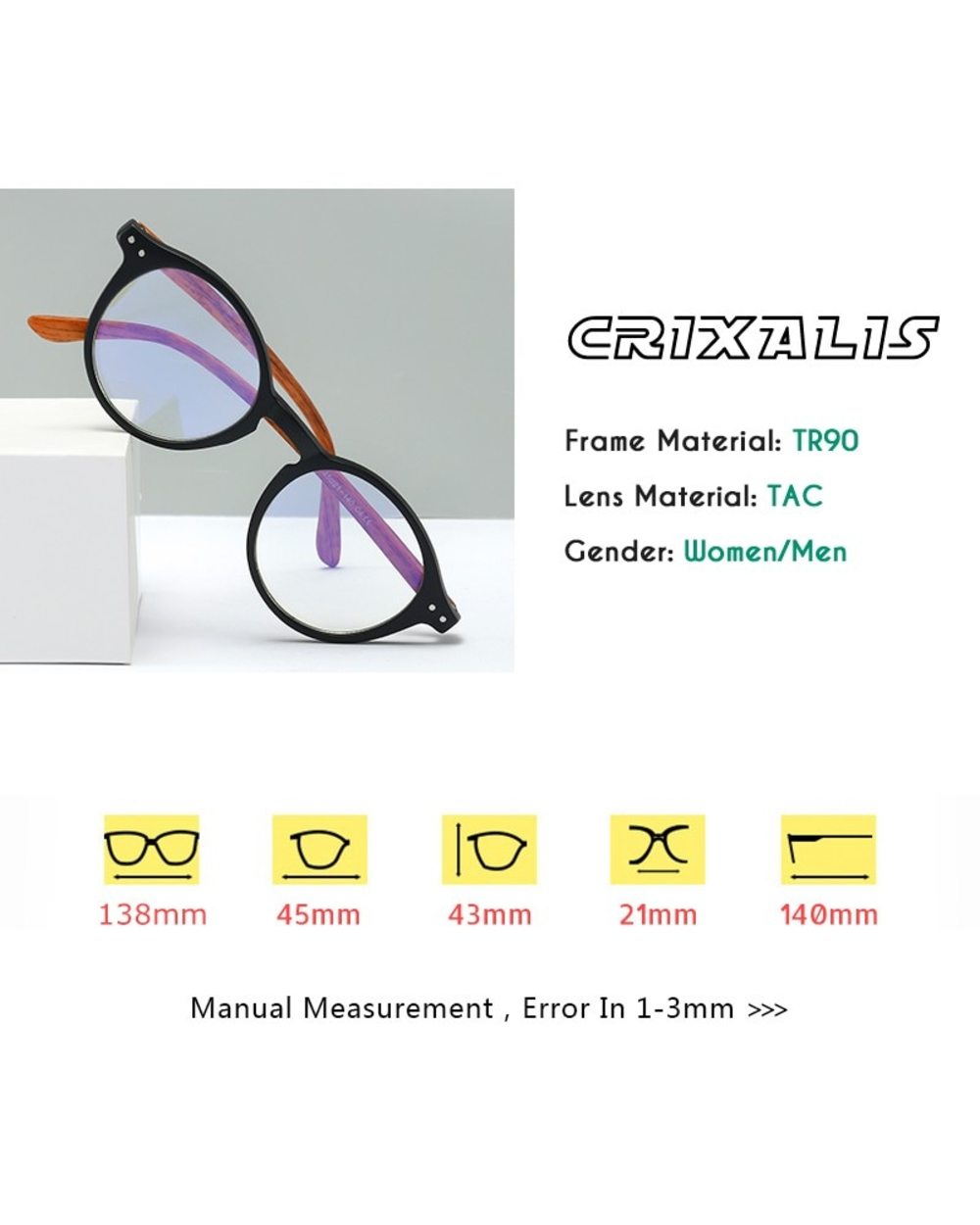 Crixalis Anti Blue Light Reading Glasses For Women Men Tr90 Flexible Frame Spring Hinge Computer Presbyopia Eyewear Fem front-1