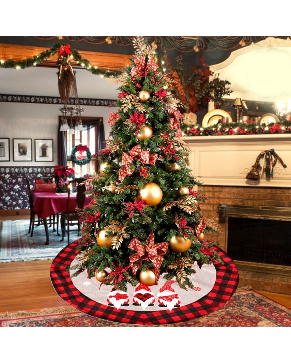 Christmas Tree Skirt Snowflake Xmas Tree Mat Carpet Ornament Christmas Decorations for Home New Year Party Natal Gifts front-2