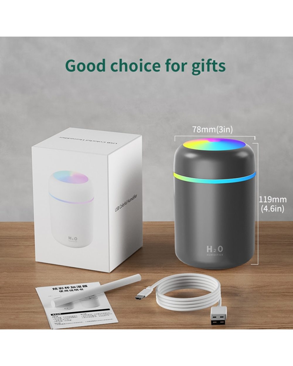 Colorful Air Humidifier Essential Oil Diffuser Sprayer Fogger Aromatherapy Aroma Diffuser Car Air Freshener Home Humidi front-5