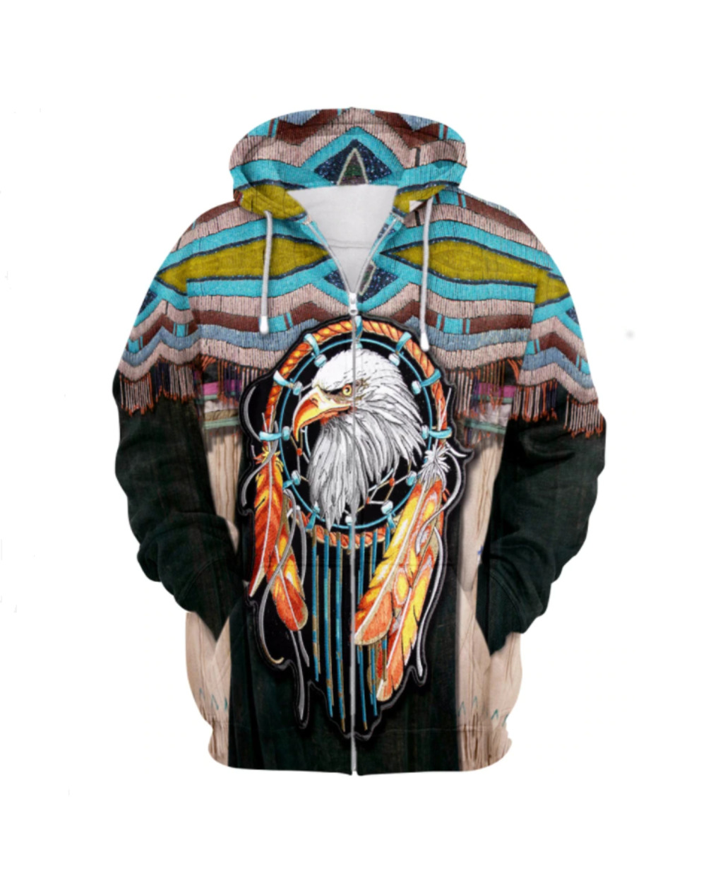 Hoodie Bohemia style Dreamcatcher Eagle 3D Print hoodies Unisex VG06 front-3