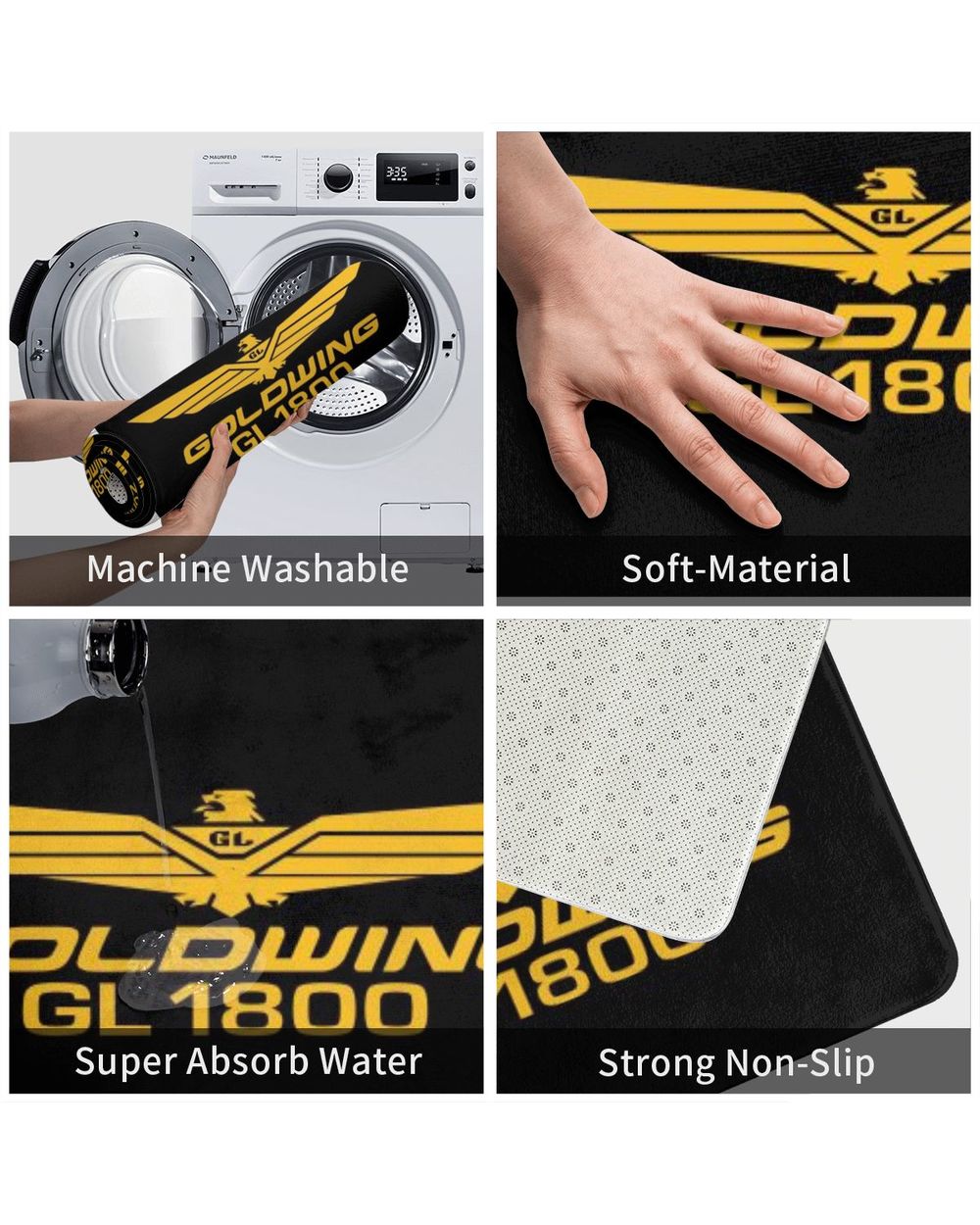 Goldwing Gl1800 Motorcycle Logo Rug Carpet Rug Room Decor Bedroom Decoration Outdoor Rug Mat For Children front-5