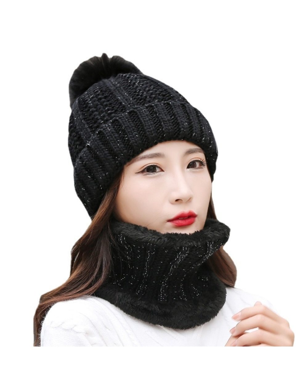 Winter Hat Womens Beanie Hats Thick Warm Skullies Winter Knitted Women Hat Letter Bonnet Beanie Cap Outdoor Riding Hat front-4