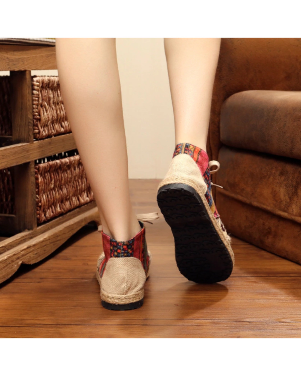 Embroider Shoes Women Ankle Boots Flat Autumn Shoes Comfortable Cloth Shoes VG06 front-2