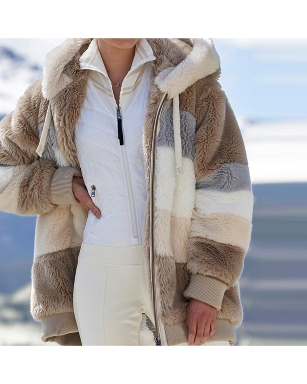Ladies Clothes Hooded Zipper Female Coat front-2