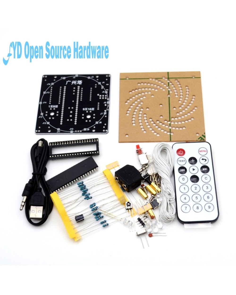 Colorful Led Tower Display Lamp Infrared Remote Control Electronic Diy Kits Music Spectrum Soldering Kits Diy Brain-Tra front-2