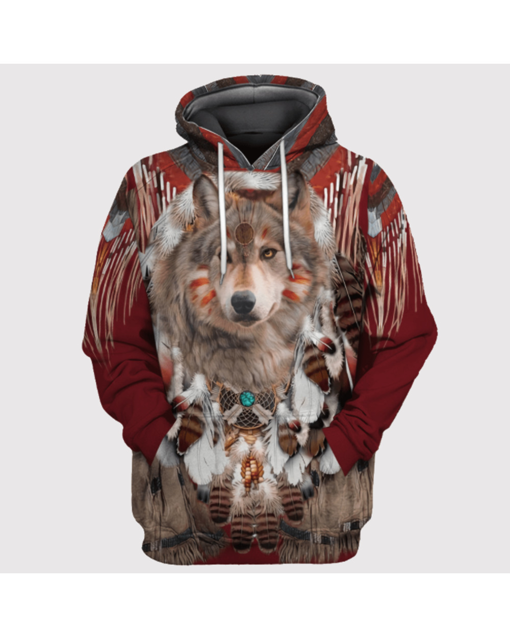 Beautiful Tribal Native Wolf 3D All Over Printed Men Hoodie Autumn Unisex Sweatshirt Zip Pullover Casual Streetwear front-0