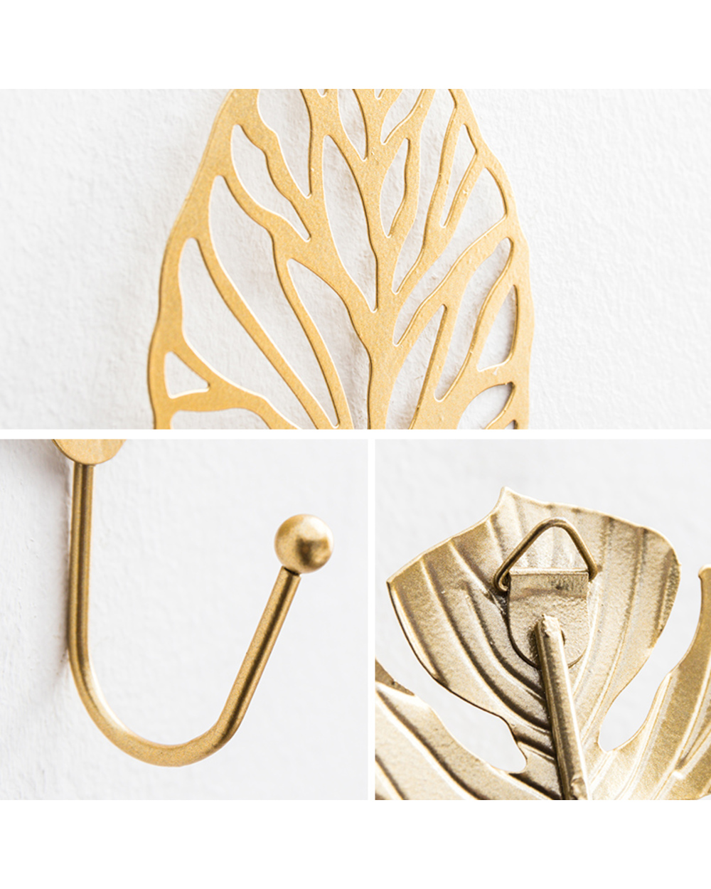 Creative Plant Leaf Golden Wall Hook Aluminum Material Wall Key Holder Wall Decoration Wall Coat Rack Hanger In The Hal front-3