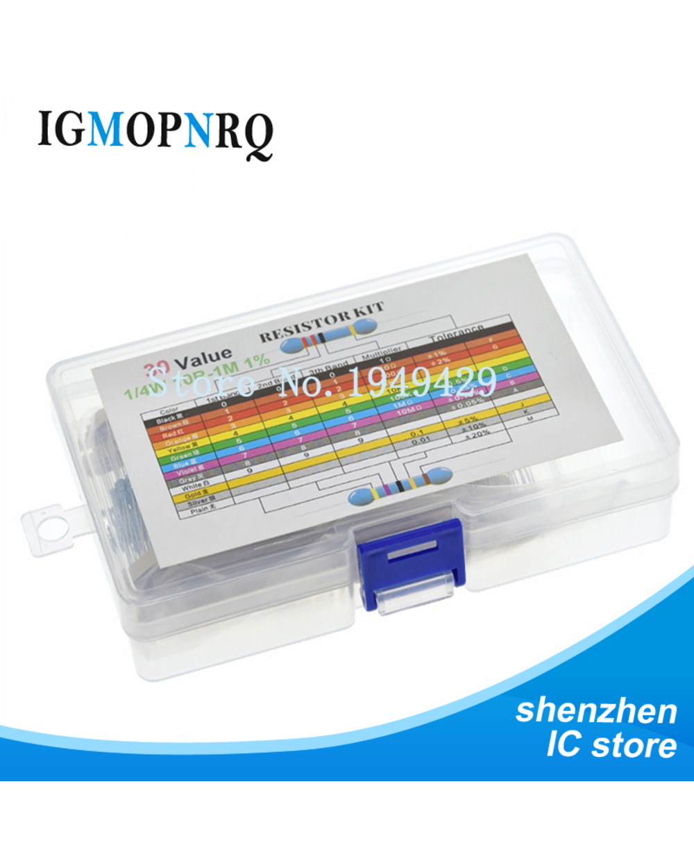 600Pcs 1/4W Metal Film Resistor Kit Box 1% Resistor Assorted Kit Set 10R -1M Ohm Resistance Pack 30 Values Each 20 Pcs front-2