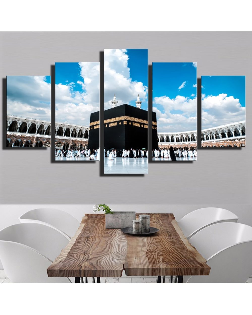 Islamic Religious Hajj Round Muslim Mosque Tomb Of Muhammad Picture Print Religion 5 Panel Canvas Art Wall Decor front-1