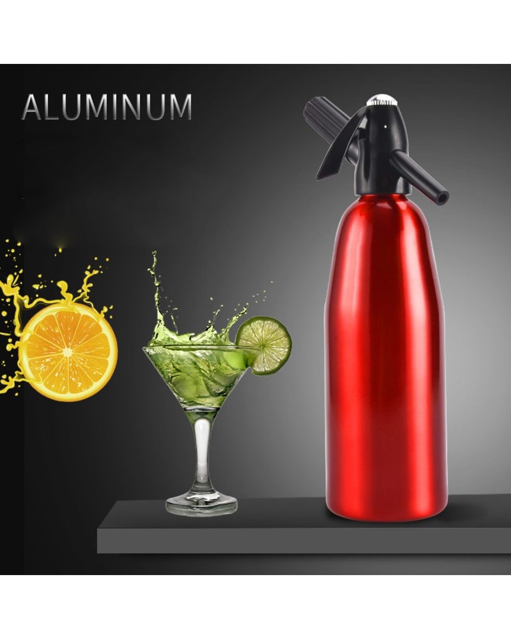 Manual 1L Soda Siphon Co2 Dispenser Water Bubble Generator Cool Drink Cocktail Soda Machine Aluminum Bar Diy Soda Maker front-0