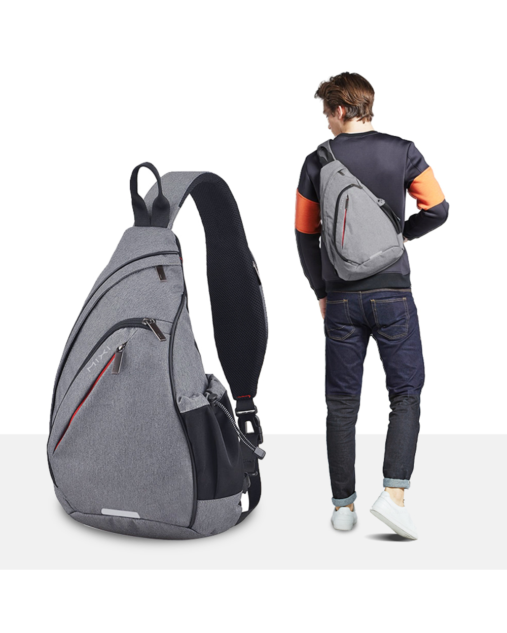 Mixi Men One Shoulder Backpack Women Sling Bag Crossbody Usb Boys Cycling Sports Travel Versatile Fashion Bag Student S front-0
