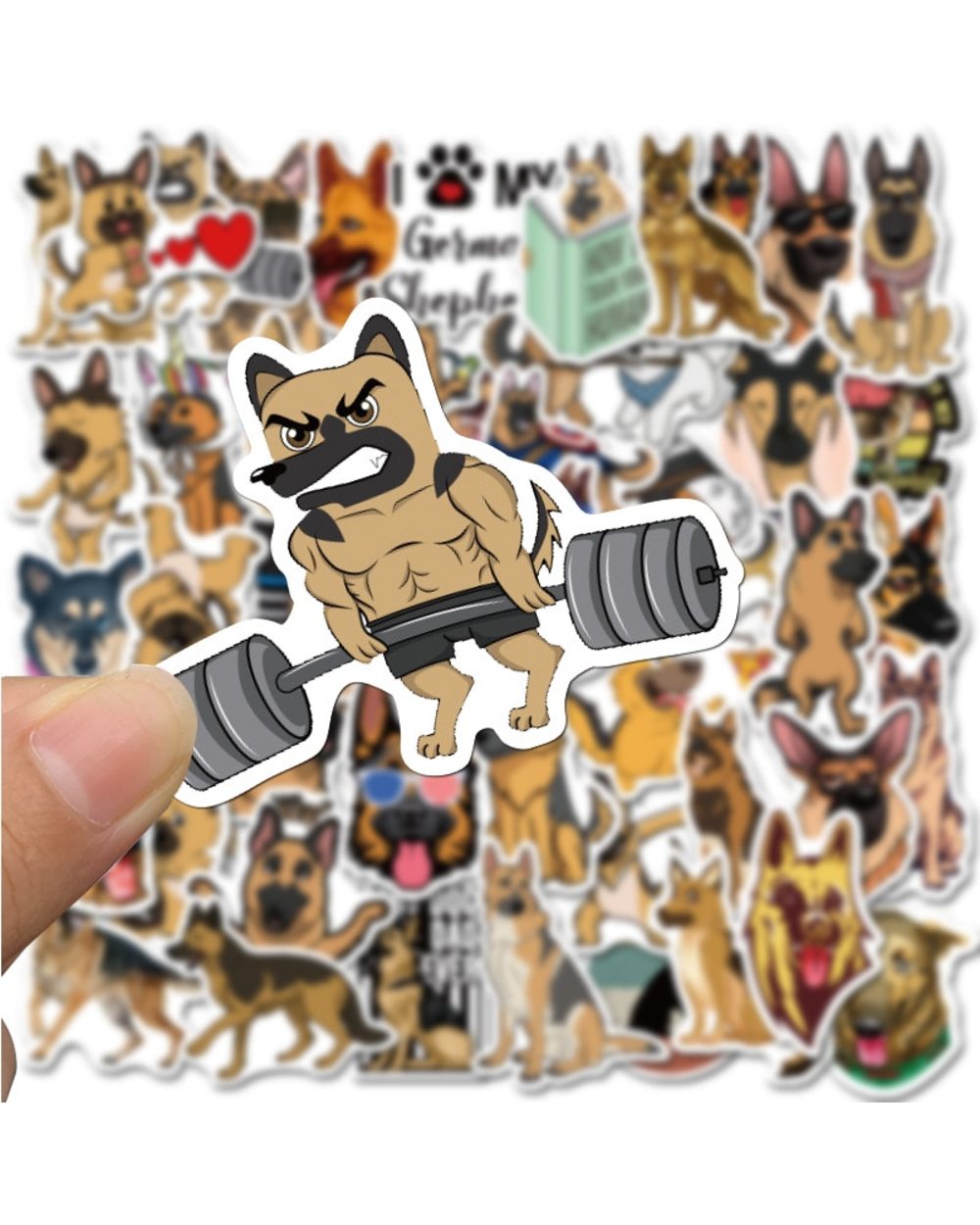 German Shepherd Cute Dogs Waterproof Cartoon Sticker For Luggage Car Guaitar Skateboard Phone Laptop Bicycle Stickers front-1