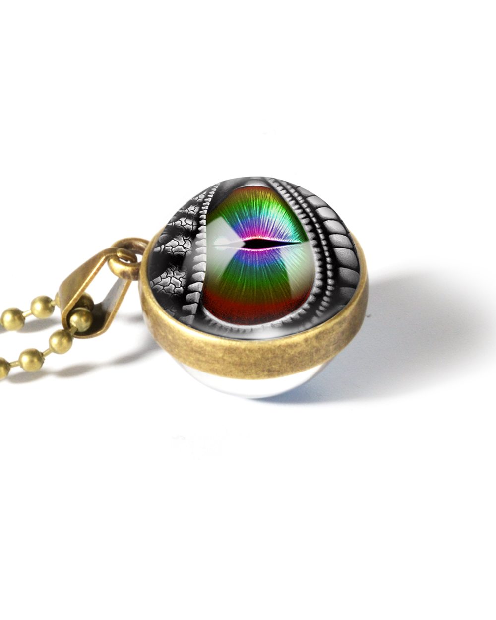 Dragon Eyes Double Side Dome Glass Ball Pendant Bronze Zinc Alloy Necklace Handmade Necklaces Gifts for Women Men front-5