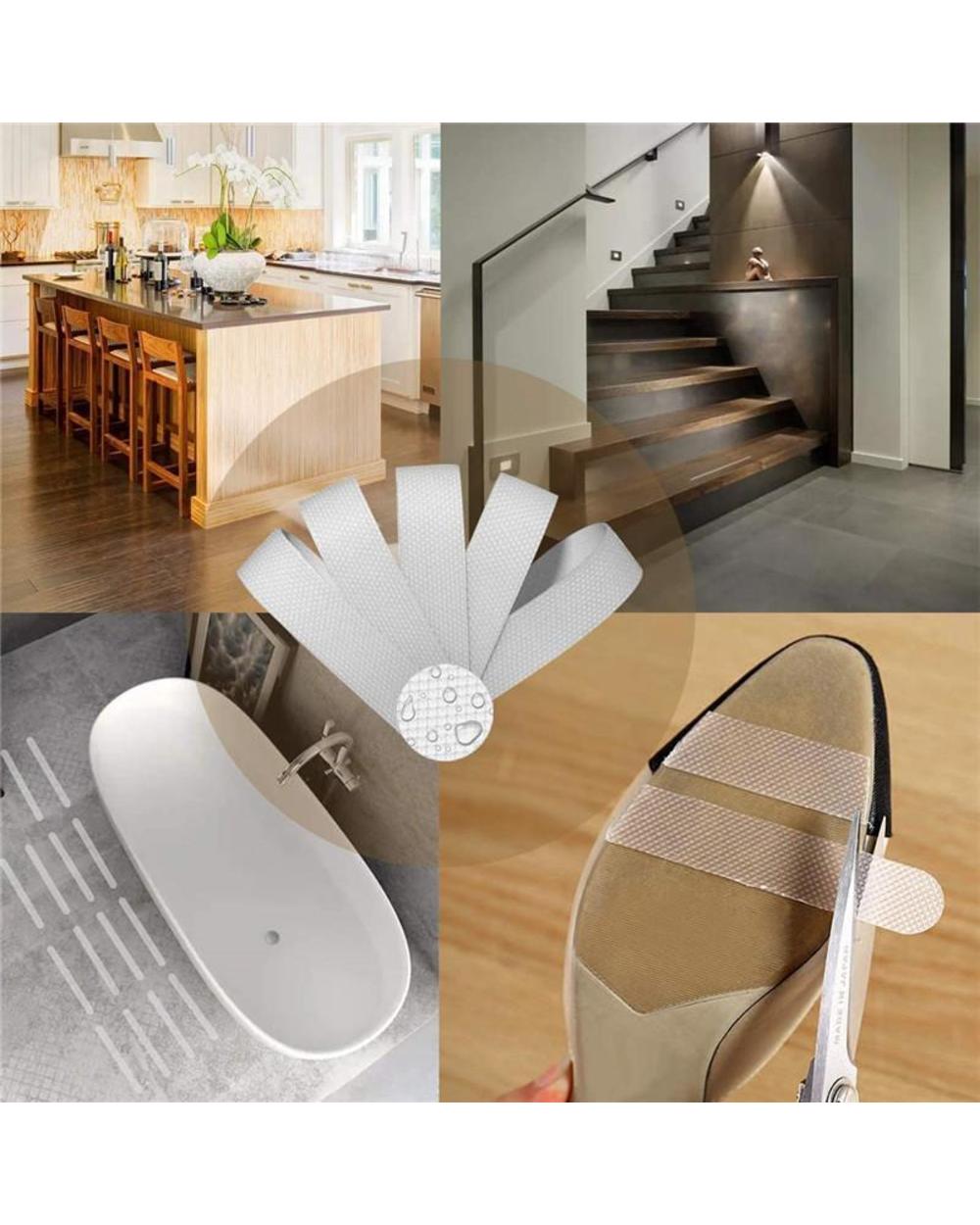 12/24Pcs Bathroom Shower Anti-Slip Strips Self-Adhesive Transparent Waterproof Stickers Tape Home Kitchen Stairs Non-Sl front-2