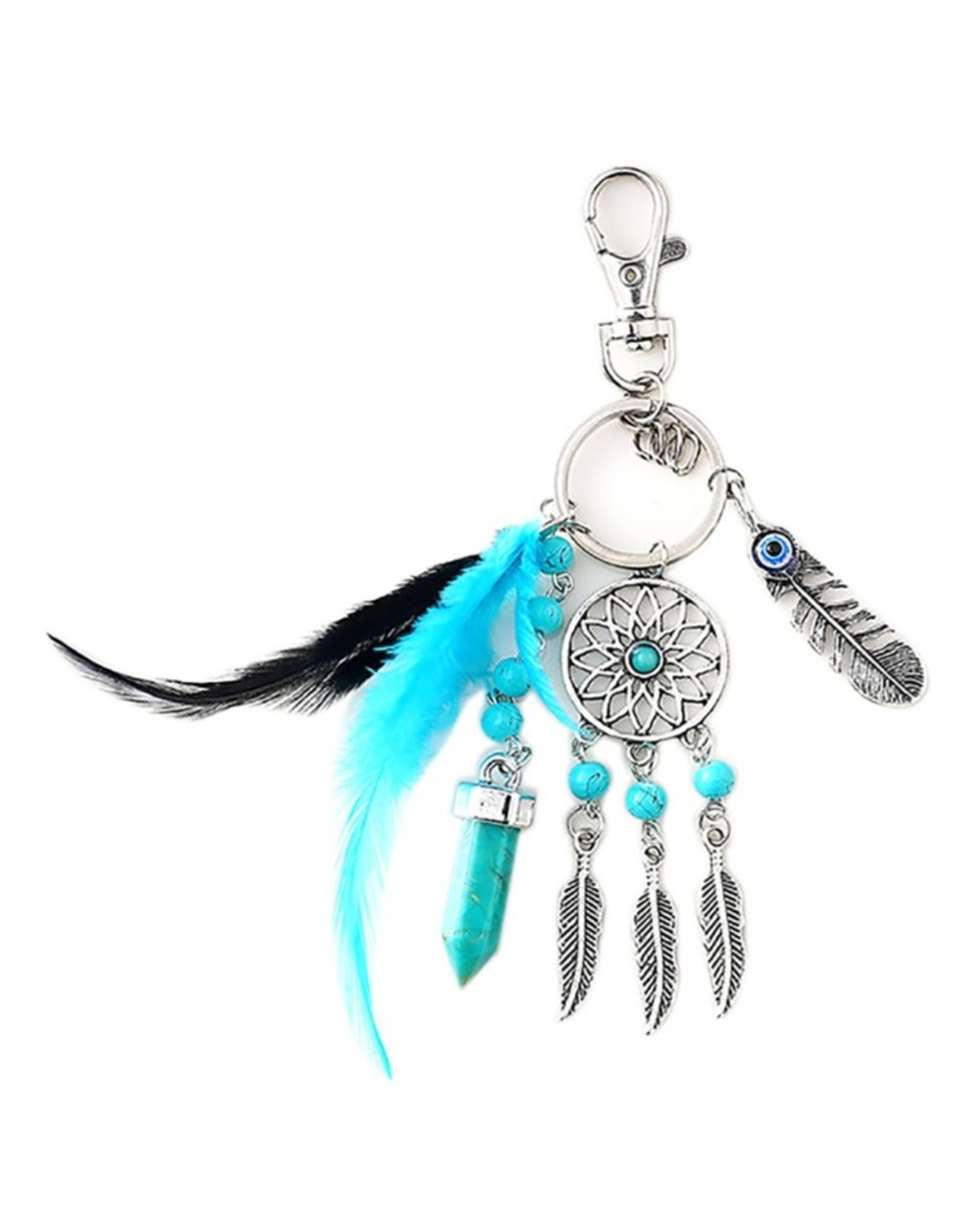 Small Handmade Feather Dreamcatcher Keyring Keychain Decor Car Bag Home Hanging Decoration Pendant New Year front-3