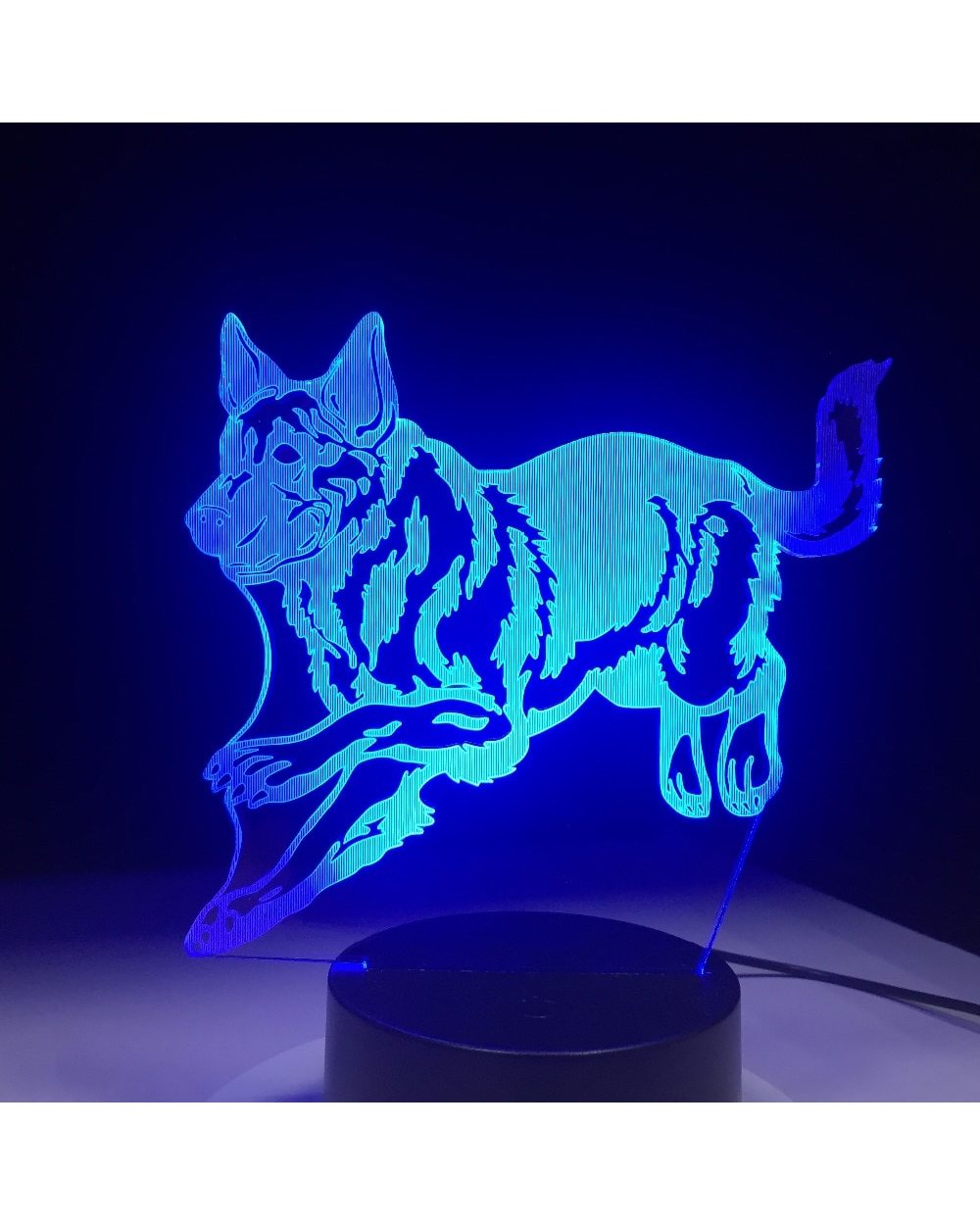 German Shepherd Running Dog 3D Night Lamp Hologram 3D Decor Lamp Colorful Table Desk Lights Birthday Gift For Children front-2