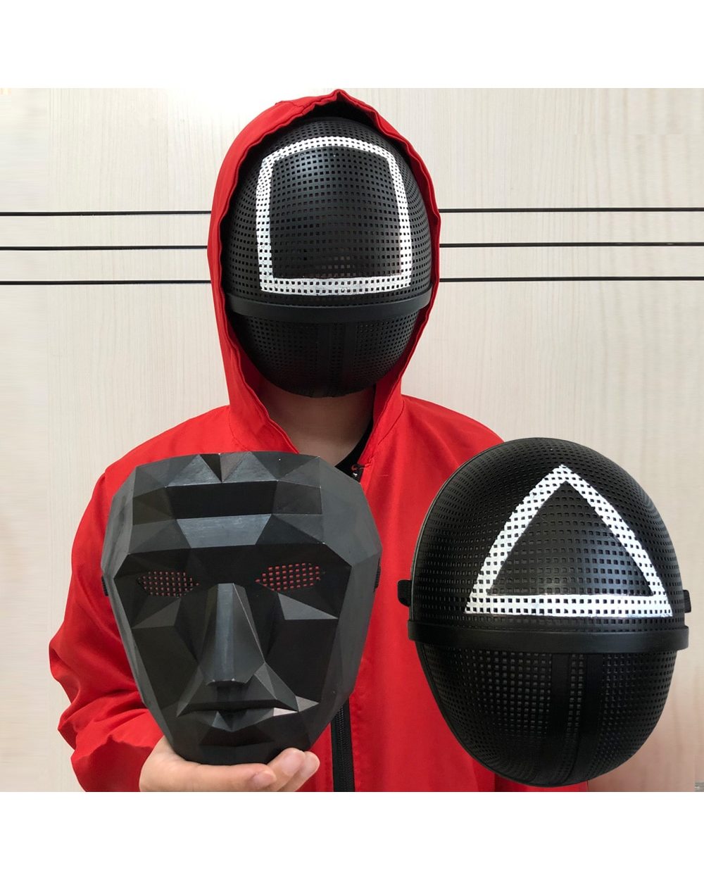 Squid Game TV Black Mask Cosplay Round Six Square Circle Triangle Plastic Helmet Masks front-0