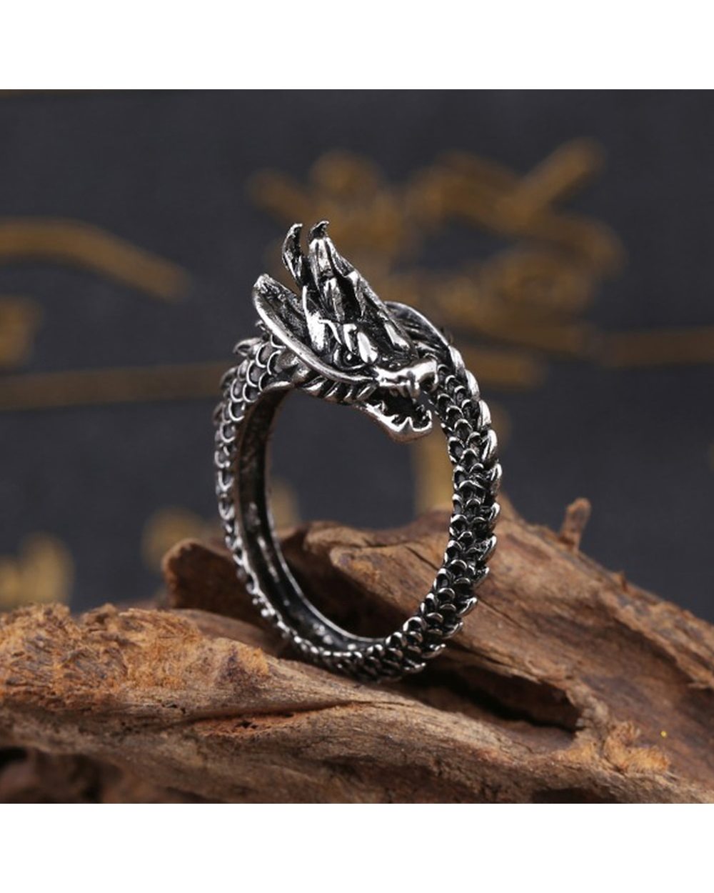 Dragon Rings Punk Rings Ring Adjustable Ring Jewelry Free Size Finger For Man Women front-2