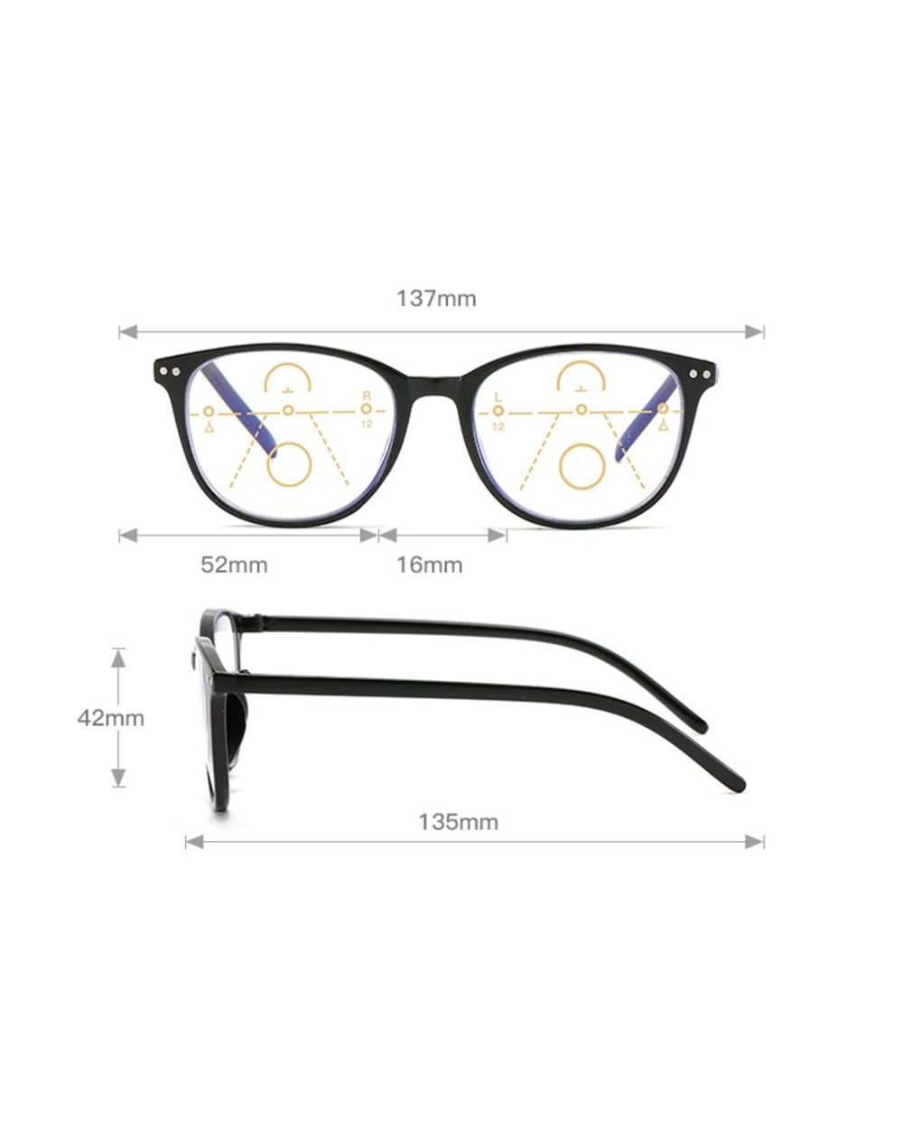 Iboode Retro Progressive Multifocal Reading Glasses Women Big Frame Anti Blue Rays Eye Protection Presbyopic Eyewear+1. front-5