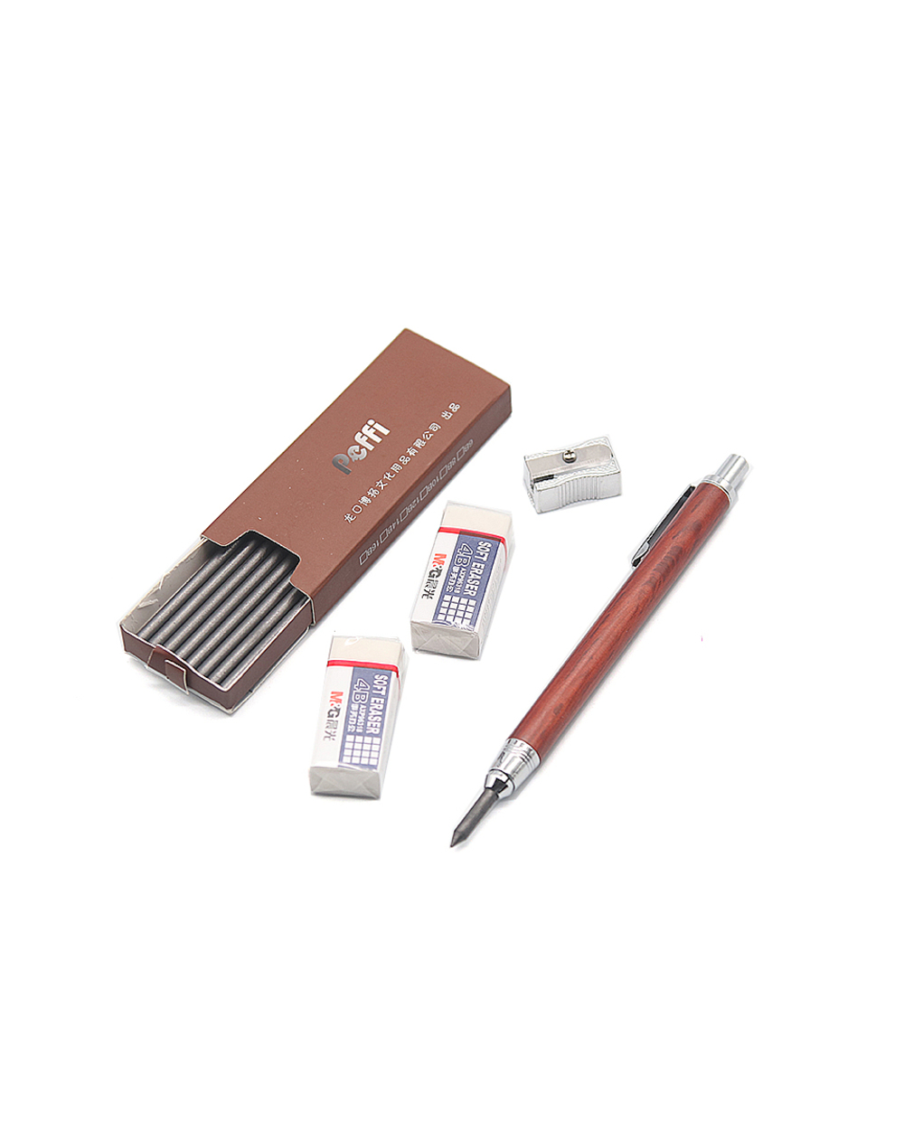 Mechanical Pencil 4.0/5.6Mm Hb Woodworking Automatic Pencils Metal Fittings+Wood Pole Professional Painting Stationery front-0
