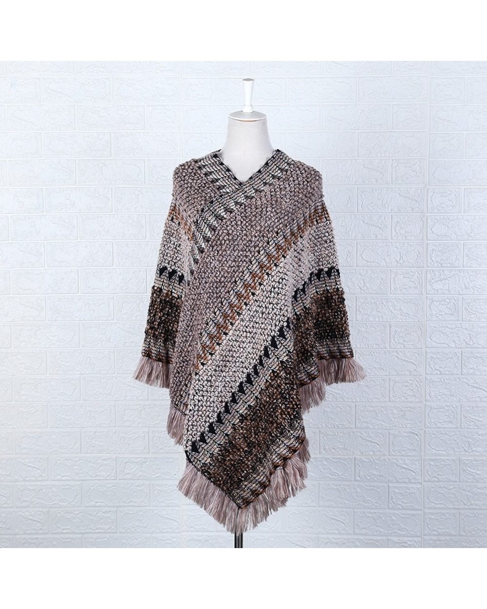 Knitting Cloak Poncho Women Pullover Autumn Capes Tassel Fashion Winter Clothing for Women Poncho Capes VG06 front-5