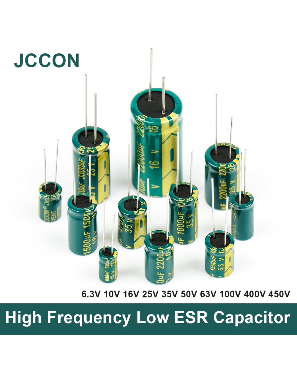 Jccon Aluminum Electrolytic Capacitor High Frequency Low Esr 6.3V 10V 16V 25V 35V 50V 63V 100V 400V 450V 100Uf 220Uf 33 front-0
