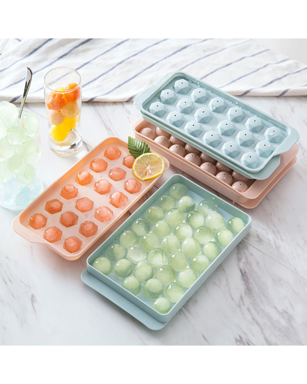 Pic Molds Ice Tray 18/33 Grid 3D Round Ice Molds Home Bar Party Use Round Ball Ice Cube Makers Kitchen Diy Ice Cream Mo front-3
