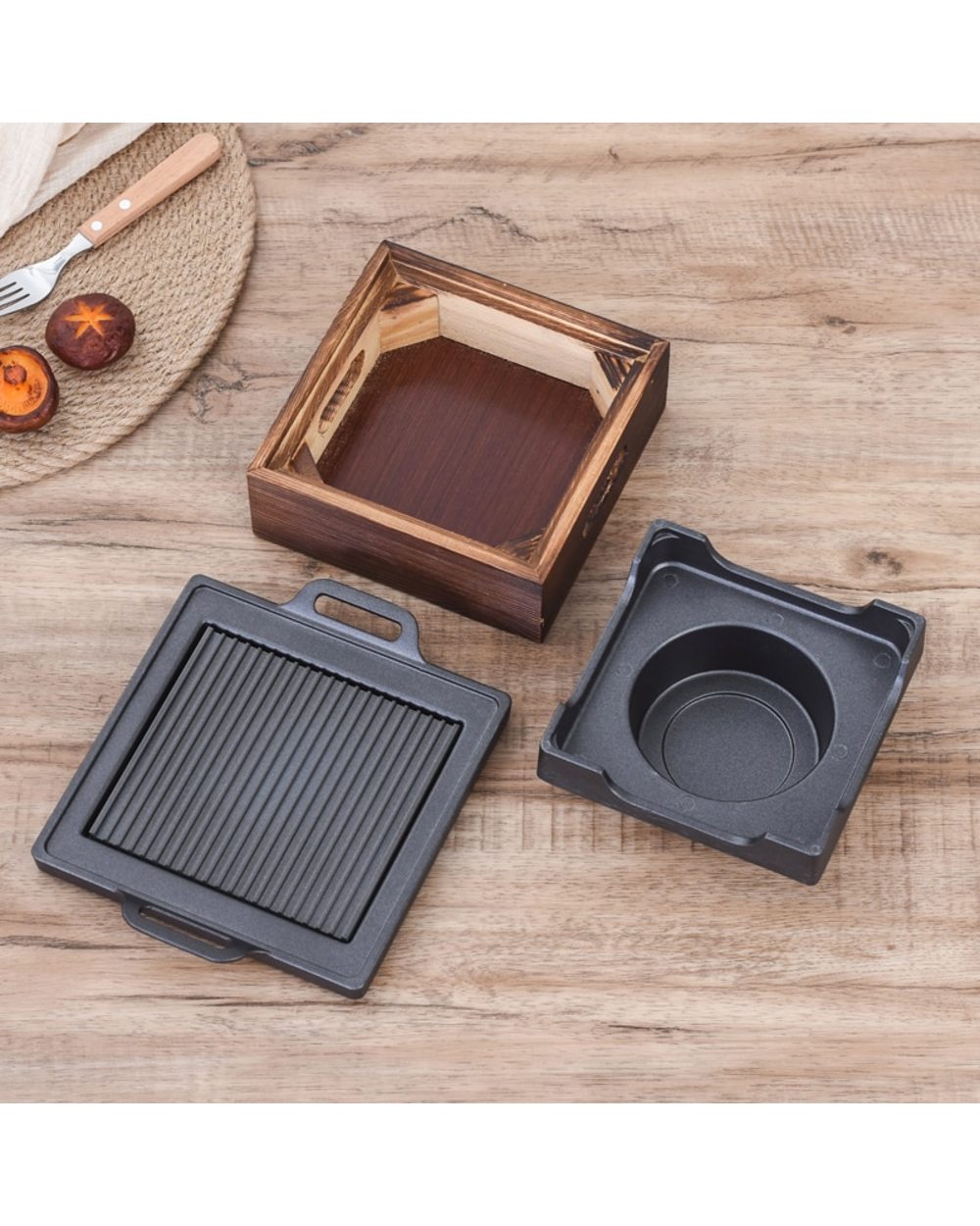 Smokeless Portable BBQ Grill Korean Japanese Barbecue Grill Charcoal BBQ Oven Alcohol Stove Household Non-stick front-3