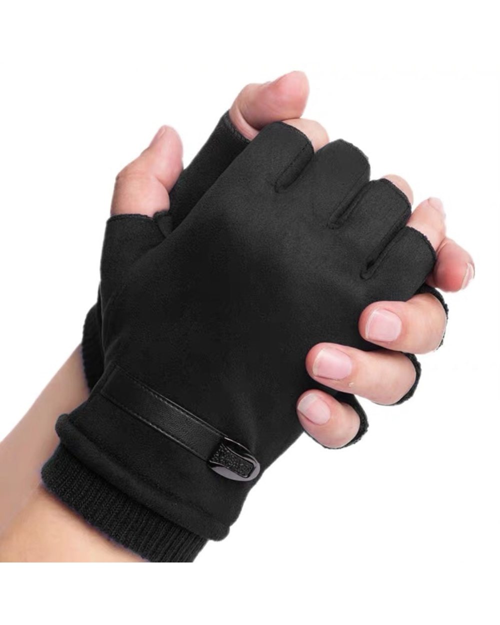 Man Women Winter Keep Warm Plus Velvet Thicken Thin Outdoor Sports Climb Cycling Drive Fitness Half Finger Tactical Glo front-0