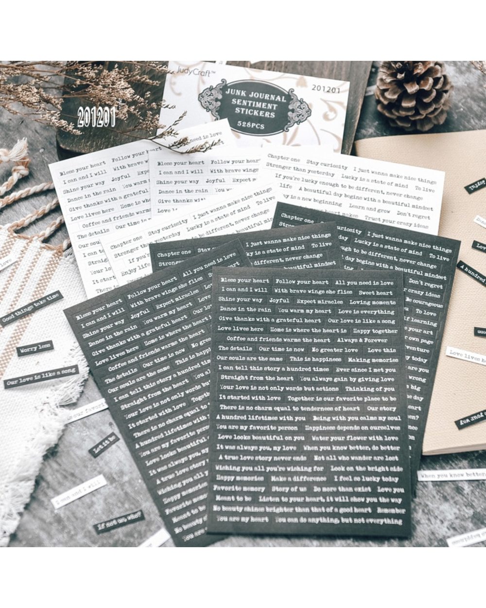 Sentiment Phrase Stickers Junk Journal Ephemera Vintage Stickers Aesthetic Album Words Stickers Scrapbooking Material front-0